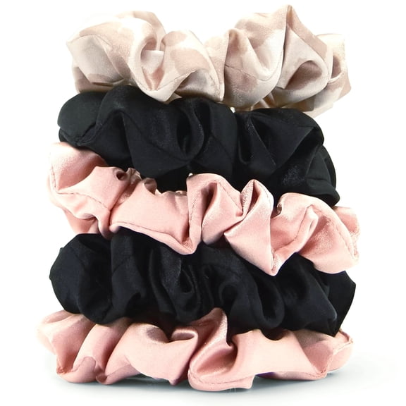 Versatile Satin Scrunchies Set in Assorted Shades, 5pcs Comfortable Hair Ties
