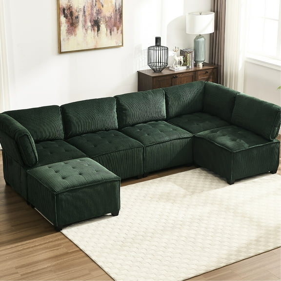 Versatile Sectional , U Shaped Reversible Chaise, 6, Flexible Configuration Stable Sectional, With Secure Seating Option