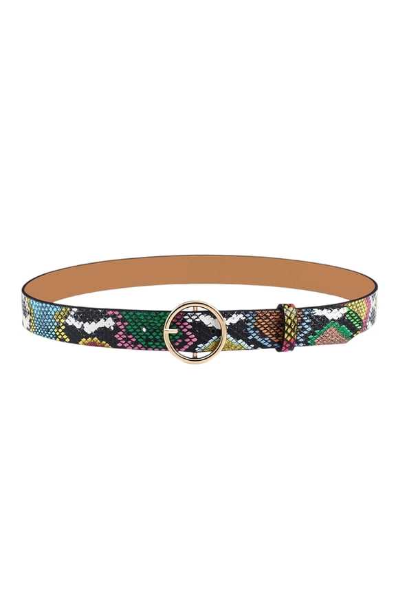 Versatile Serpents Skin Print PU Waist Belt Adjustable Waistband For Women Men Design