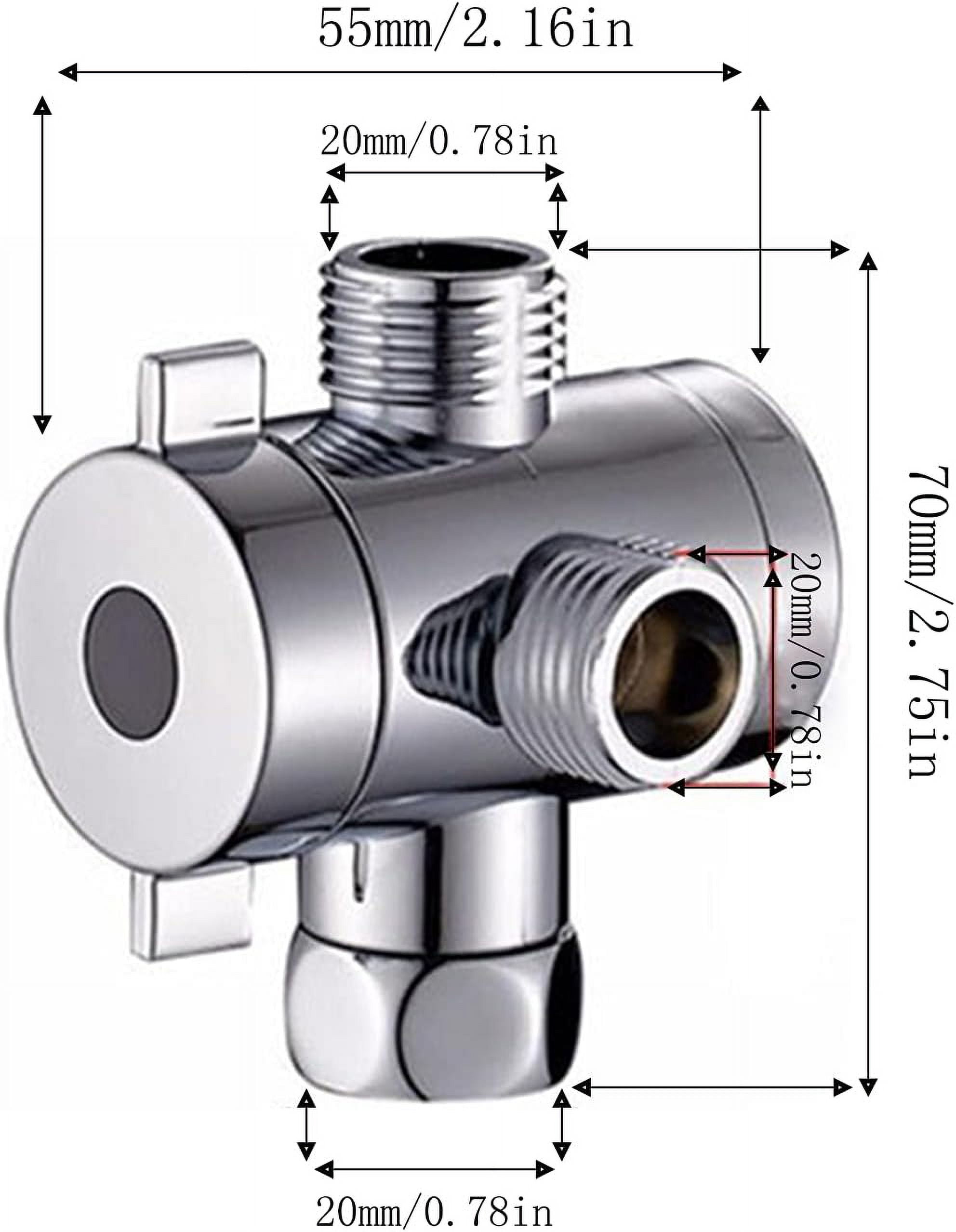 3-Way Shower Arm Diverter - Brush Nickel Finish For Rain Shower Head & Handheld Shower