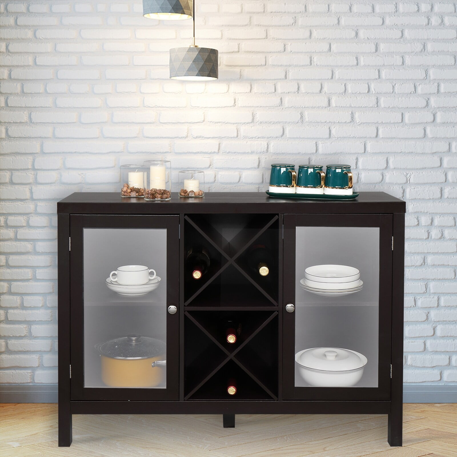 Versatile Sideboard Entrance with Xshaped Wine Rack
