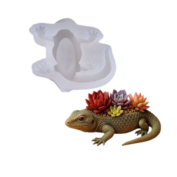 Versatile Silicone Mold with Lizards Designs for Creating Resin Concrete Flower Pots Decoration Items Craft Projects