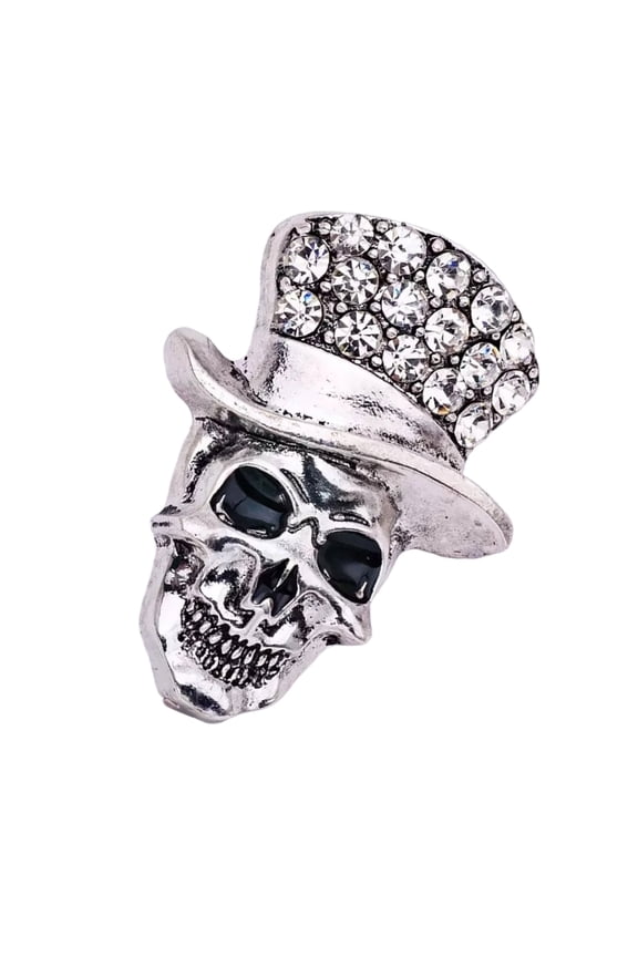 Versatile Skull Brooch Alloy Base with Intricate Rhinestones Gothic-Chic Accent for Daily & Evening Outfits