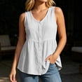 thumbnail image 1 of Versatile Sleeveless Front Button Shirt Top for Everyday Wear - Relaxed Open-Fit Tank Tunic Lightweight and Breathable for Women, XXL, White, 1 of 3