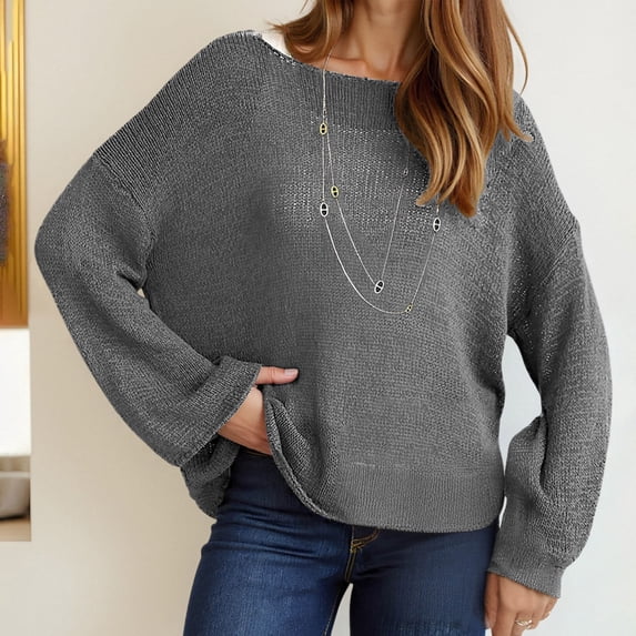 A And Versatile Solid Color Long Sleeved Knitted And Hollowed Out Casual Sweater For Women From Europe And America Mens Christmas Sweater Graphic Sweaters for Men Winter Sweeter for Women Hoodies