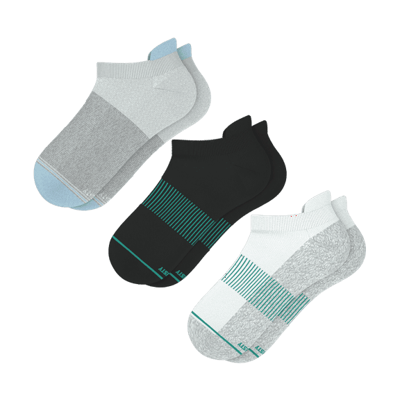 Versatile Solids Mix Pack - Shinesty Blue Tri Color Block and Solids Heel Hammock Ankle Socks 3 Pack  Medium