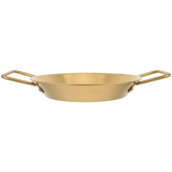 Versatile Stainless Steel Frying Pan Serving Dish For Cooking Enthusiasts With Oval Shape And Golden Finish 1Set