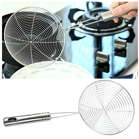 Versatile Stainless Steel Spider Strainer/Skimmer/Ladle for Cooking and Frying, Kitchen Gadgets Wire Strainer Pasta Strainer Spoon, 5.11x13"
