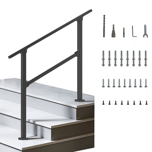 Versatile Stair Handrail for 3 Steps, Adjustable Height Railing Kit for Porch, Balcony, Basement & Indoor Stairs, 40" Zinc Steel Handrail for Multi-Use Safety