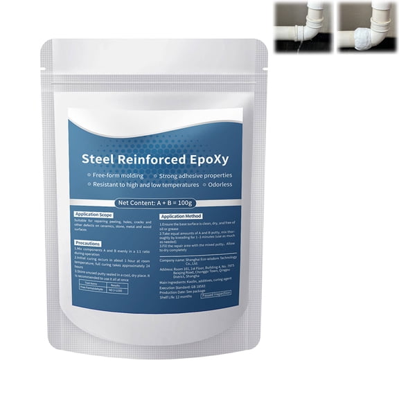 Versatile Steel Reinforced Epoxy Putty Industrial Grade 2026 New Waterproof Heat Resistant AB Adhesive for Metal Plastic Wood Ceramic （100G,1PC）