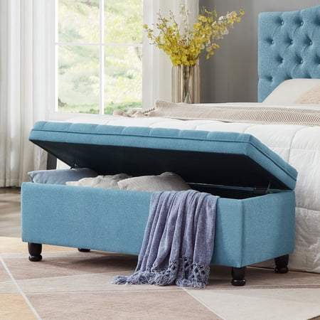 Versatile Storage Ottoman with Stylish Design Linen Elegant Tufted Detailing