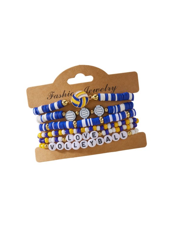 Versatile Stretchy Sports Bracelet Featuring Soccer Softball Beads Multi Layer Bangle Casual Wear Jewelry Gift