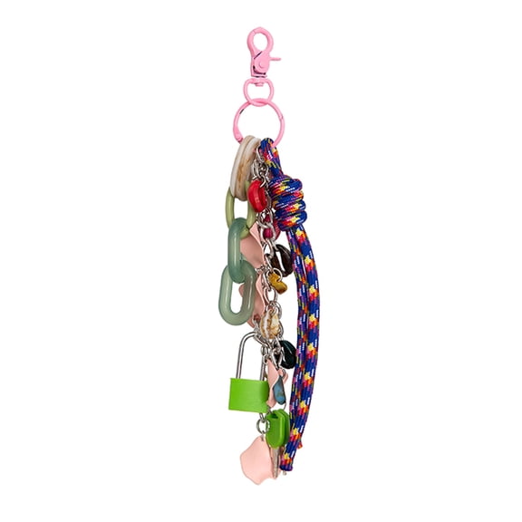 Versatile Sturdy Nylon Rope and Metal Chain Keyring Charm Fashionable Bag Decoration for Trendy Women Daily Use