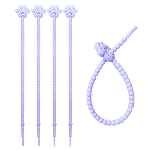 Versatile Sturdy Silicone Cable Ties 5 Count Portable Reusable Cord Wraps with Elegant Color for Household Items
