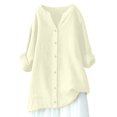 thumbnail image 1 of Versatile Styling Oversized Holiday Outfits for Women, Cotton Short Sleeve Shirts Women 100 Percent Tops Blusas Casuales De Mujer Bonitas Button Down Boho Spring ​Cotton Beige S, 1 of 6