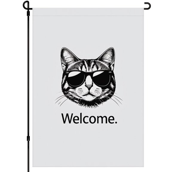Versatile Sunglasses Cute Cat Large Garden Flag, Washable Kitten Cartoon Style Garden Decoration Fluffy Cat Cool Cat Garden Flags, Deco for Porch Garden Lawn Patio 28x40 Inches