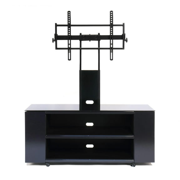 Versatile TV Stand with Mount & Multimedia Storage Cabinet for Up to 90" TV - Black w/ Casters