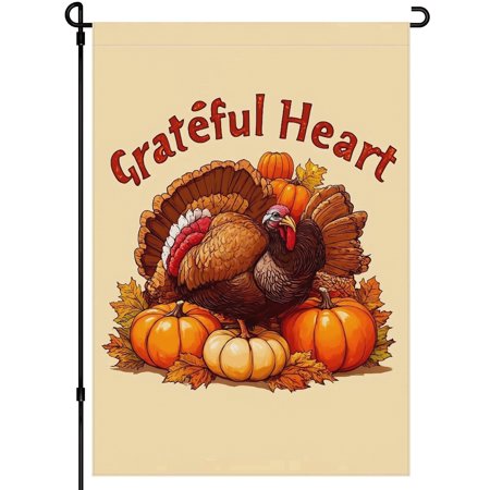Versatile Thanksgiving Day Thanksgiving Garden Flag for Garden Front Door Porch Decoration, Washable Cute Cartoon Porch Flags, 28x40 Inches, Durable Happy Thanskgiving Back Yard Decor
