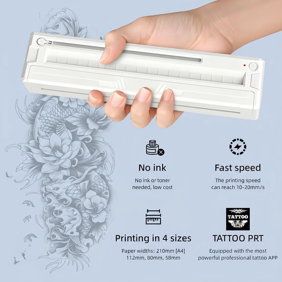 This Versatile Thermal Label Printer Serves Dual Purposes, Allowing You to Print Both Tattoo Transfer Sheets And A4 Documents. It'S User-Friendly And Comes with a Variety of Image Templates