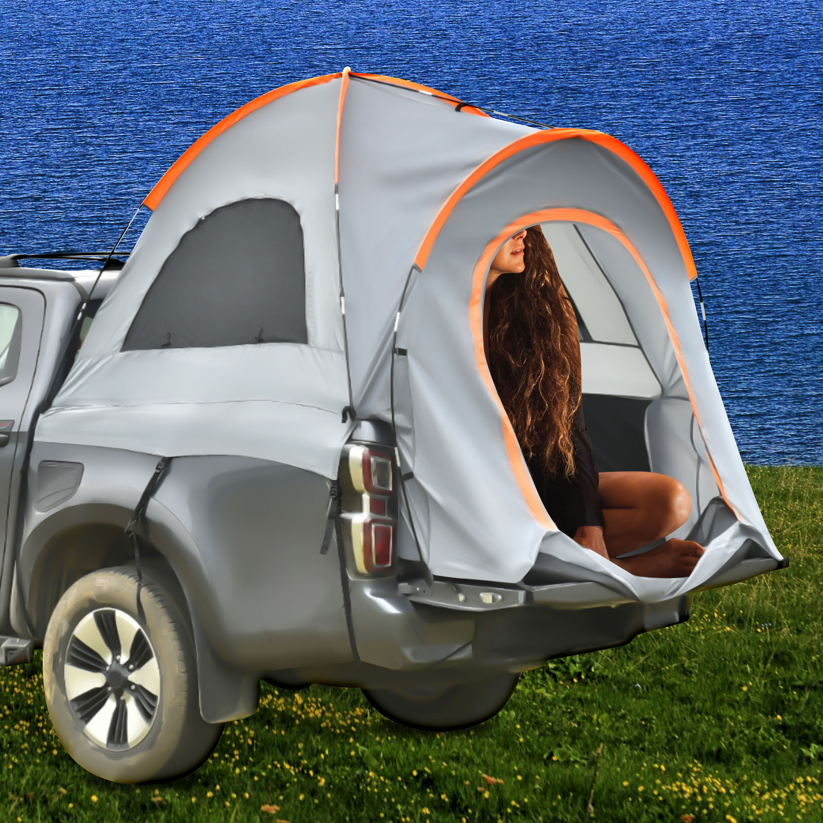 Versatile Truck Tent with Waterproof Fabric, Mesh Windows, and ...
