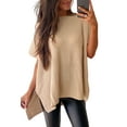 thumbnail image 1 of Versatile Tunic-Length Sweater in Apricot with Side Slits Detail, 1 of 9