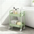 thumbnail image 1 of Versatile Two-Tier Rolling Storage Cart with Locking Swivel Casters - Organizes Kitchen, Office, Bedroom Spaces - Easy Mobility & Secure Stability for Home Essentials, 1 of 6