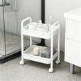 thumbnail image 1 of Versatile Two-Tier Rolling Storage Cart with Locking Swivel Casters - Organizes Kitchen, Office, Bedroom Spaces - Easy Mobility & Secure Stability for Home Essentials, 1 of 6