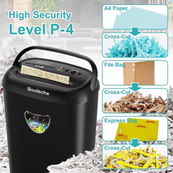 Versatile Usage Paper Shredder, 14 Sheet Cross Cut, 6.6 Gallon Basket, P-4 Security Level, 3 Mode Design - Jam Proof Heavy Duty Shredder for Home and Office