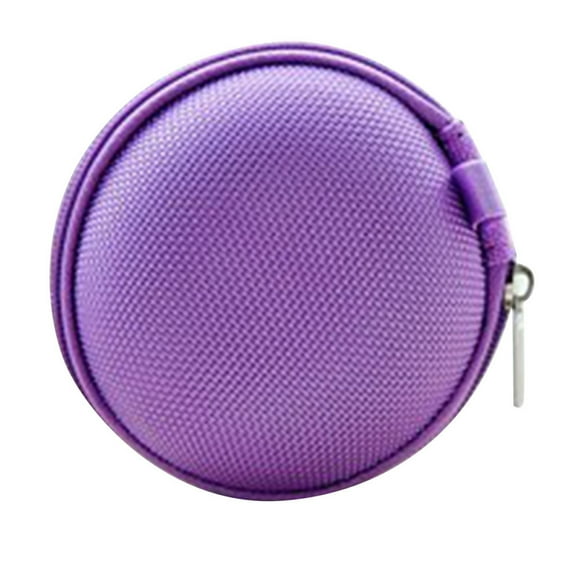 Versatile Use, Compact Round Mini Earphone Hard Case for Earbuds Cases Portable, Purple, Protects Items from Damage, Convenient Storage (Travel Partner)