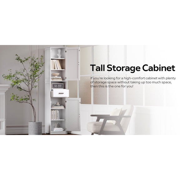 Versatile Use in Multiple Rooms - Narrow Tall Storage Unit