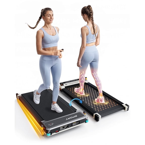 Walking Pad Treadmill with Incline - Dual-Sided Under Desk Treadmill with Foot Massage,2 in 1 Walking Treadmill for Holiday gift, Portable Compact Treadmill with 330LBS Capacity