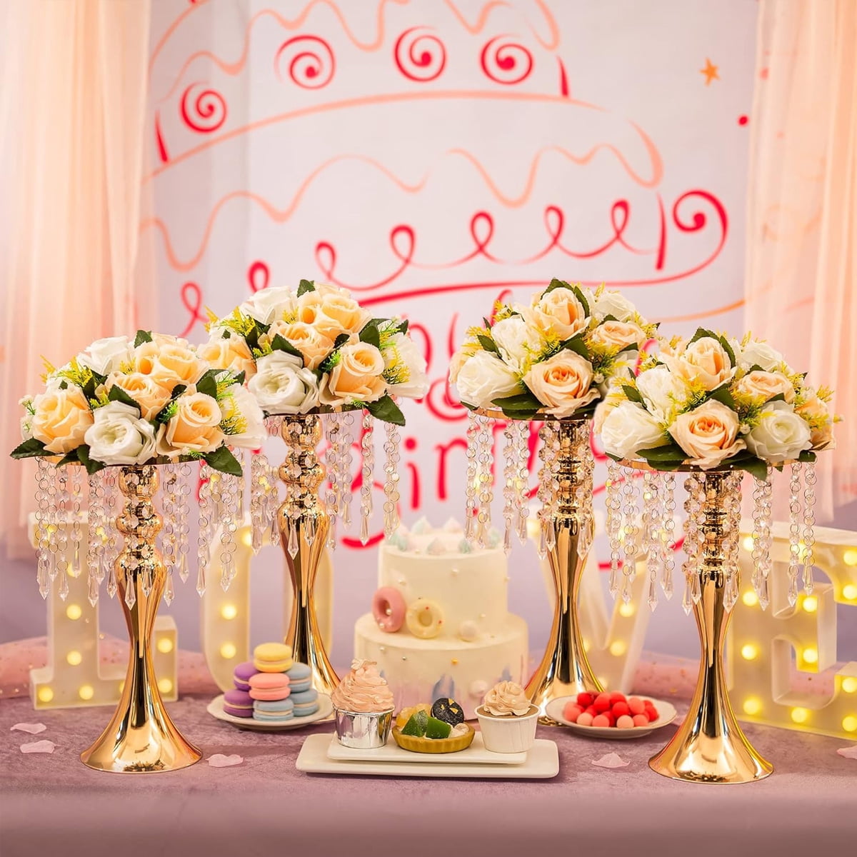 Aazon.co: 2 Pcs Versatile Etal Flower Arrangeent Candle Holder