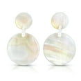 thumbnail image 1 of Versatile White Kabibe Shell Double Linked Circles Post Drop Dangle Earrings, 1 of 6