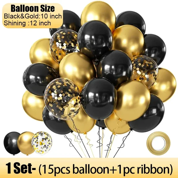 Versatile Wholesale Latex Balloons Shiny Sequin and Gold Inflatable Balloon for Wedding Party Birthday Christmas Home Decor Supplies Black, Typpkmm