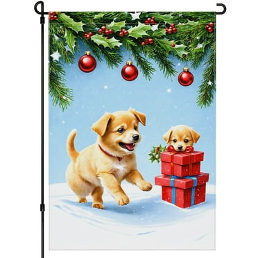 Versatile Winter Pine Trees Garden Flag 28x40 Inch - Snowflakes Snow-covered Durable Camping Flag Dog Winter Forest Double Colored House Decor - for Porch Patio House Garden Lawn