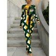 thumbnail image 1 of Versatile Women Stretchy Printed Maxi Bodycon Long Sleeve Dress, 1 of 2