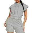 thumbnail image 1 of Atercel Women's 2 Piece Lounge Set Sleeveless Crop Hoodie and Shorts Summer Casual Comfort Outfit​, 1 of 7