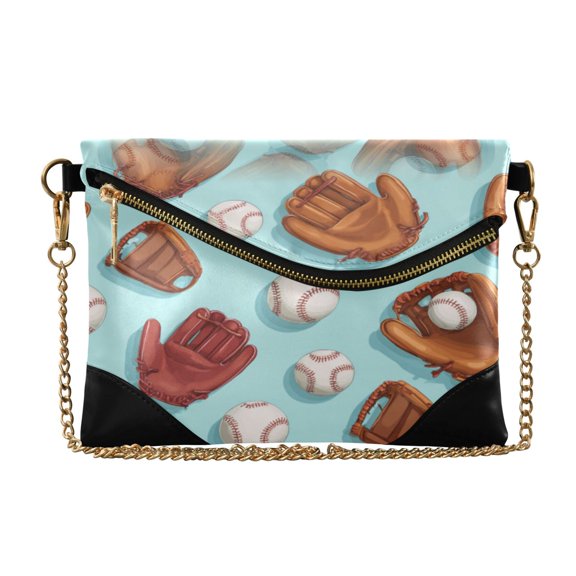 Versatile Women's Clutch - Waterproof PU Leather with Magnetic Closure and Detachable Strap Baseball Equipment Seamless Pattern