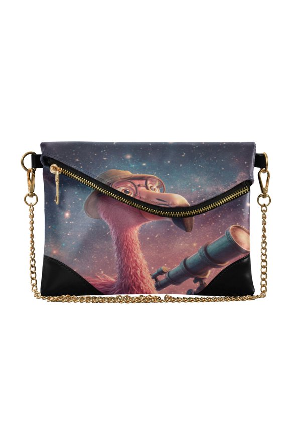 Versatile Women's Clutch - Waterproof PU Leather with Magnetic Closure and Detachable Strap Big Eyes Flamingo