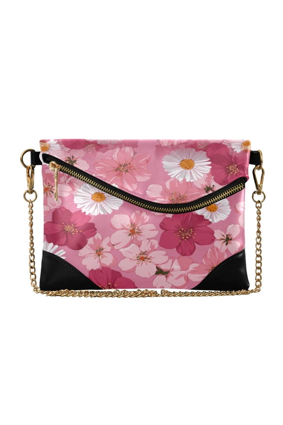 Versatile Women's Clutch - Waterproof PU Leather with Magnetic Closure and Detachable Strap Blooming Cherry Blossoms