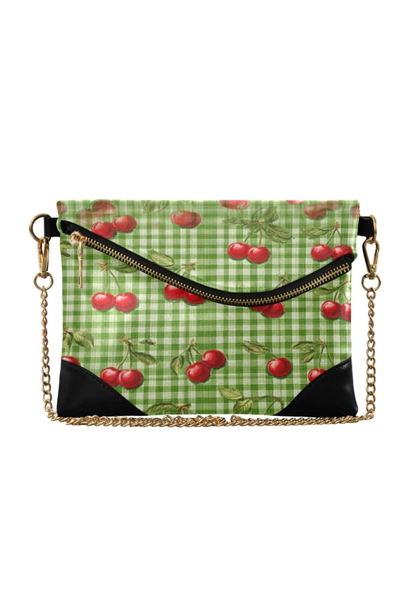 Versatile Women's Clutch - Waterproof PU Leather with Magnetic Closure and Detachable Strap Inspiration Cherry Painting