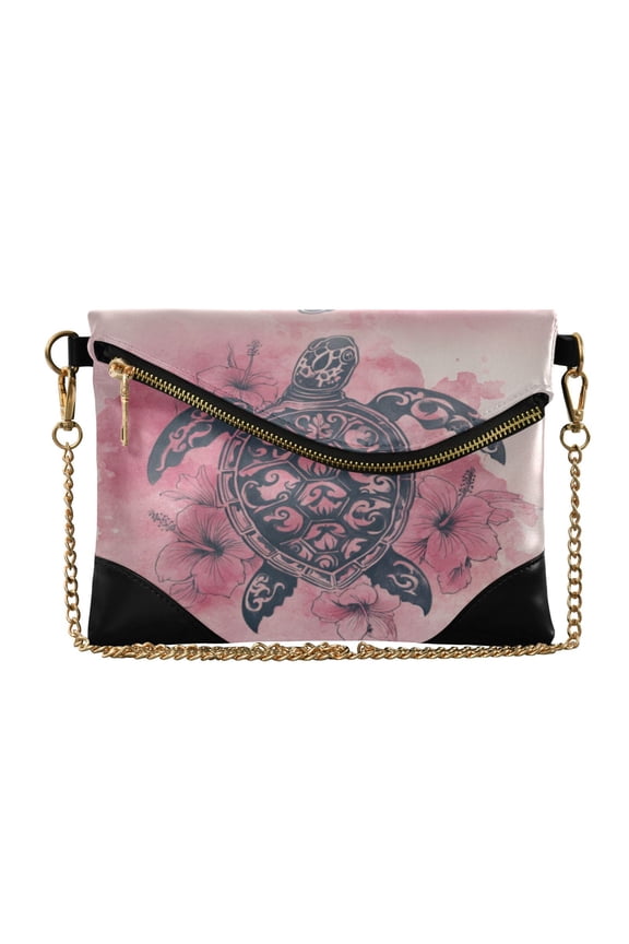 Versatile Women's Clutch - Waterproof PU Leather with Magnetic Closure and Detachable Strap Sea Turtle Print Pattern