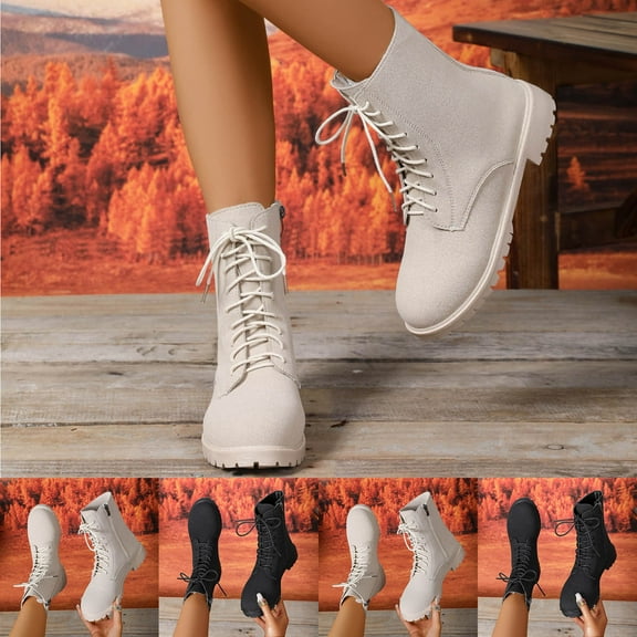 Versatile Women's Side Zipper Short Boots, Comfortable Low-Heeled Round Toe, Stylish for Fall and Winter Casual Outings and Outdoor Activities