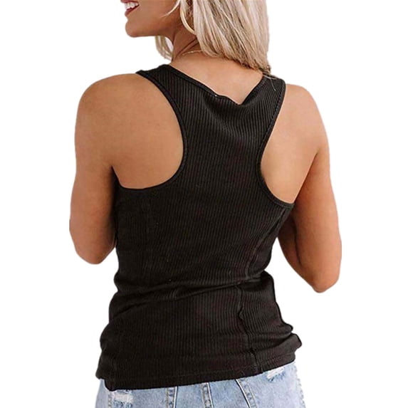 Versatile Women's Solid Color Sleeveless Tank Top Blouse Shirts for Any Occasion Black XL