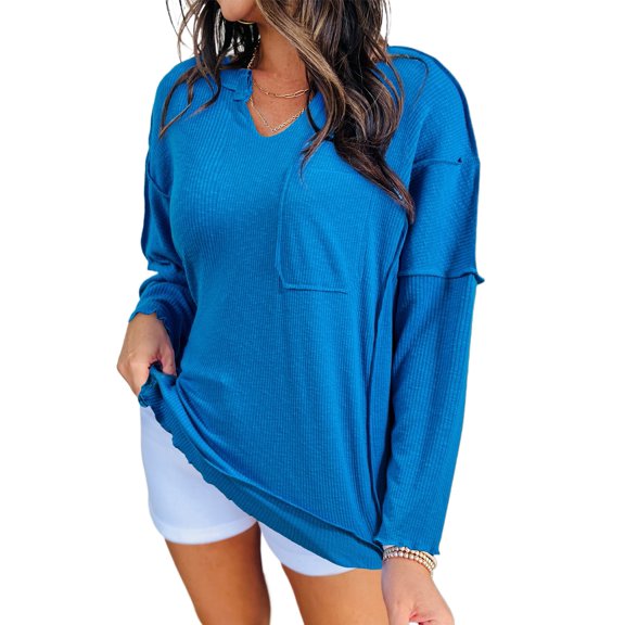 Versatile Women's Solid Color Top - Comfortable Loose Fit for Fall & Autumn - [ZhiHiMeRi] | (US 4-6)S