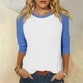 thumbnail image 1 of Versatile Women's T-Shirts Casual Summer Tops 3/4 Sleeve Raglan Round Neck Comfortable Design Fashionable Everyday Wear, 1 of 4
