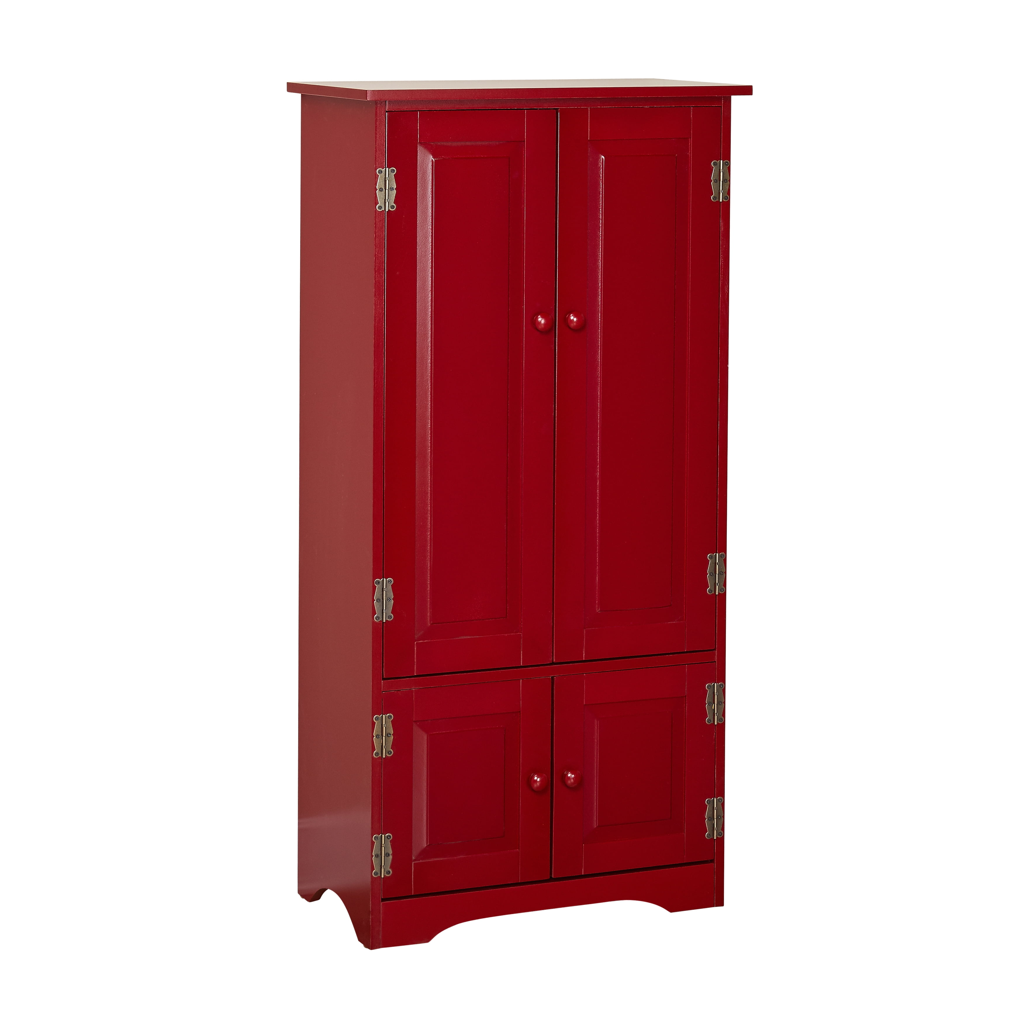 TMS Contemporary Four Door Vertical Wall Cabinet with Shelves, Red