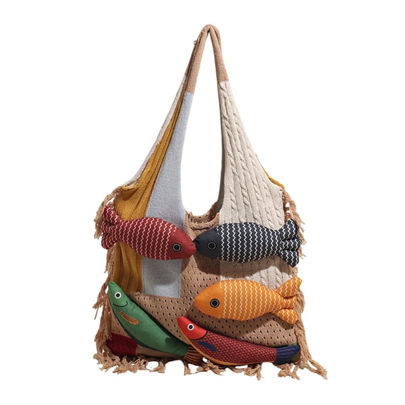 Versatile Wool-Style Tote Bag with Tassel Stitching, Spacious Interior, Soft Shoulder Straps, Perfect for Travel, Shopping & Daily Use