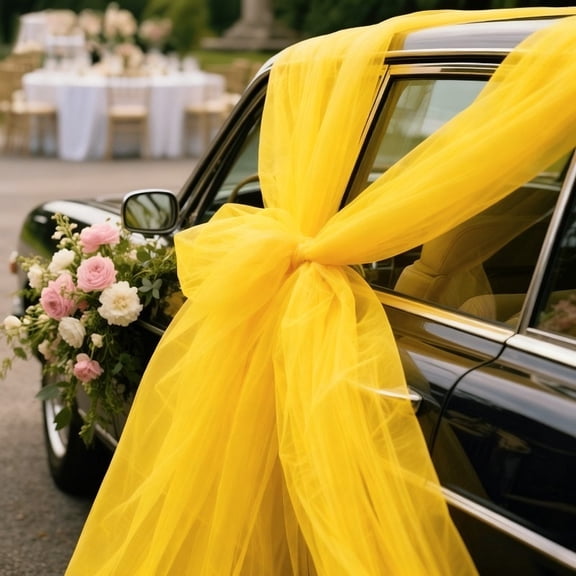 Versatile Yellow Mesh Fabric for DIY Decorations - Soft and Flexible Material for Weddings, Parties, and Home Decor