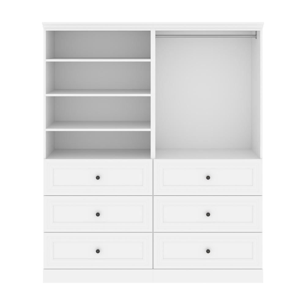 White Engineered Wood 72'' Closet Organizer with Drawers